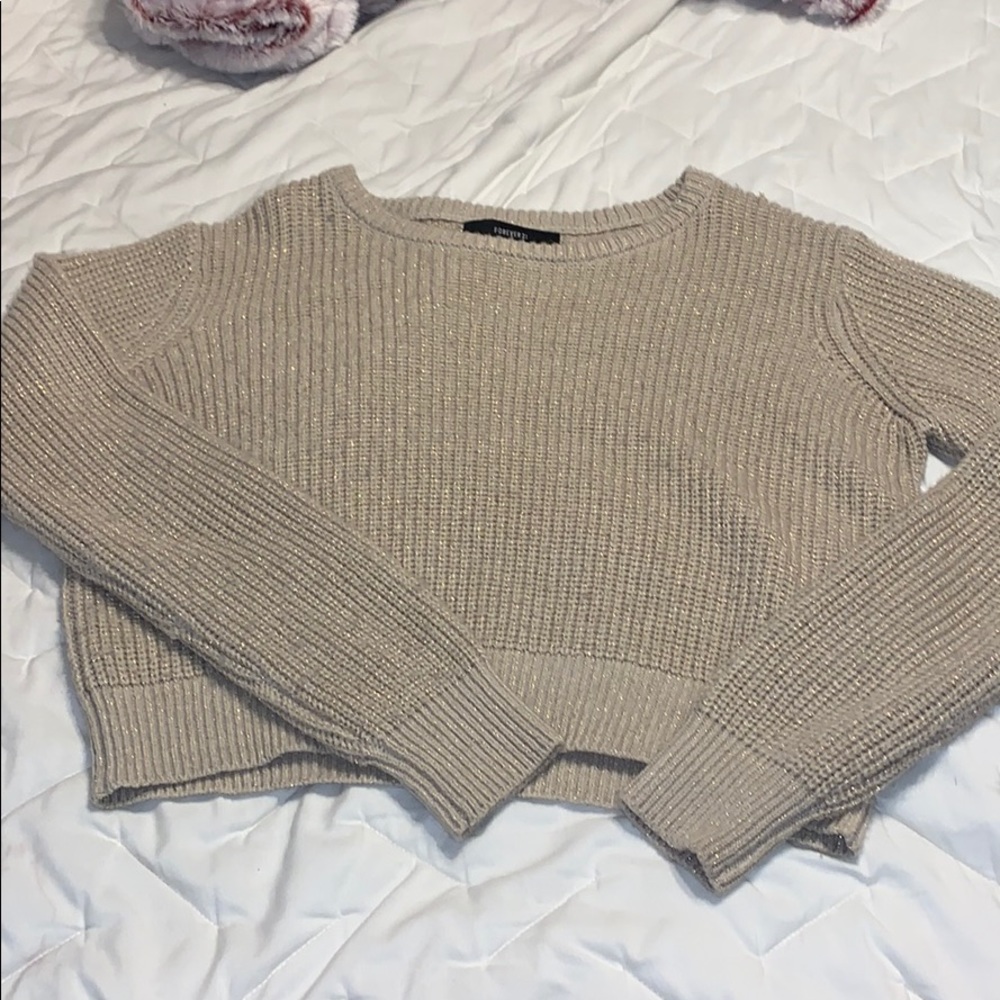 Sparkly Cream cropped sweater
